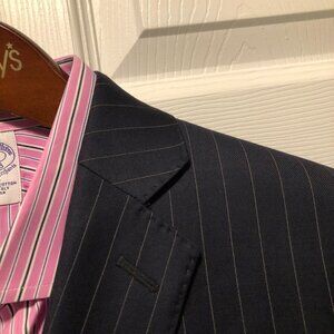 Saks fifth avenue men's navy 100%wool 2pc suit  size:46R  pants: 40/32